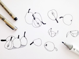 Pears sketch by Pauline Soar.