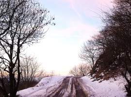 winter sunset in the mountains